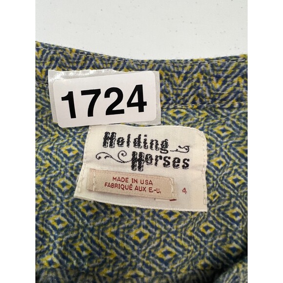 Anthropologie Holding Horses Diamond Geometric Print Popover Top Women's 4 - Picture 11 of 11